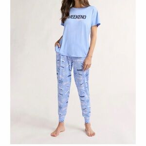 Joyspun L (12/14) Sleep Tee and Joggers Pajama Set, Weekend Vibes 2-Piece